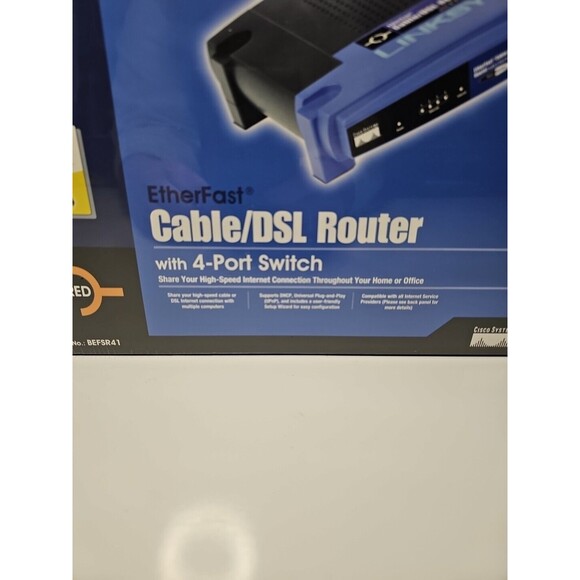 4-Port Wired Router Switch Cable/DSL10/100 Linksys BEFSR41 New Sealed - Picture 2 of 6